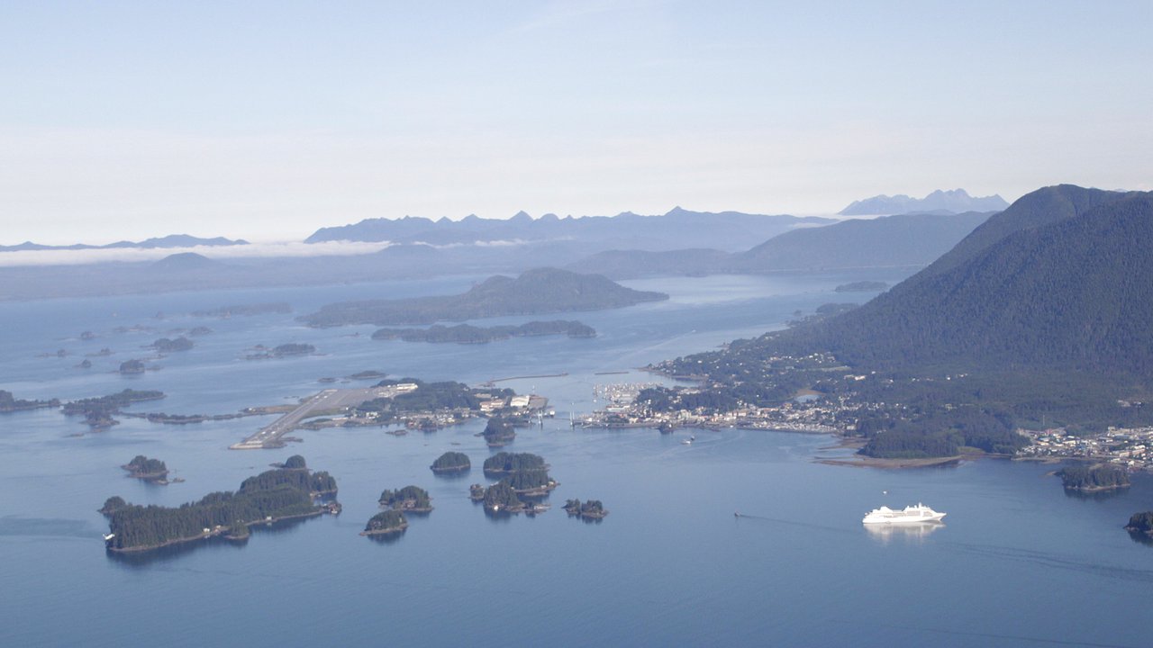 Aerial view of Sitka Rocky Gutierrez Airport.