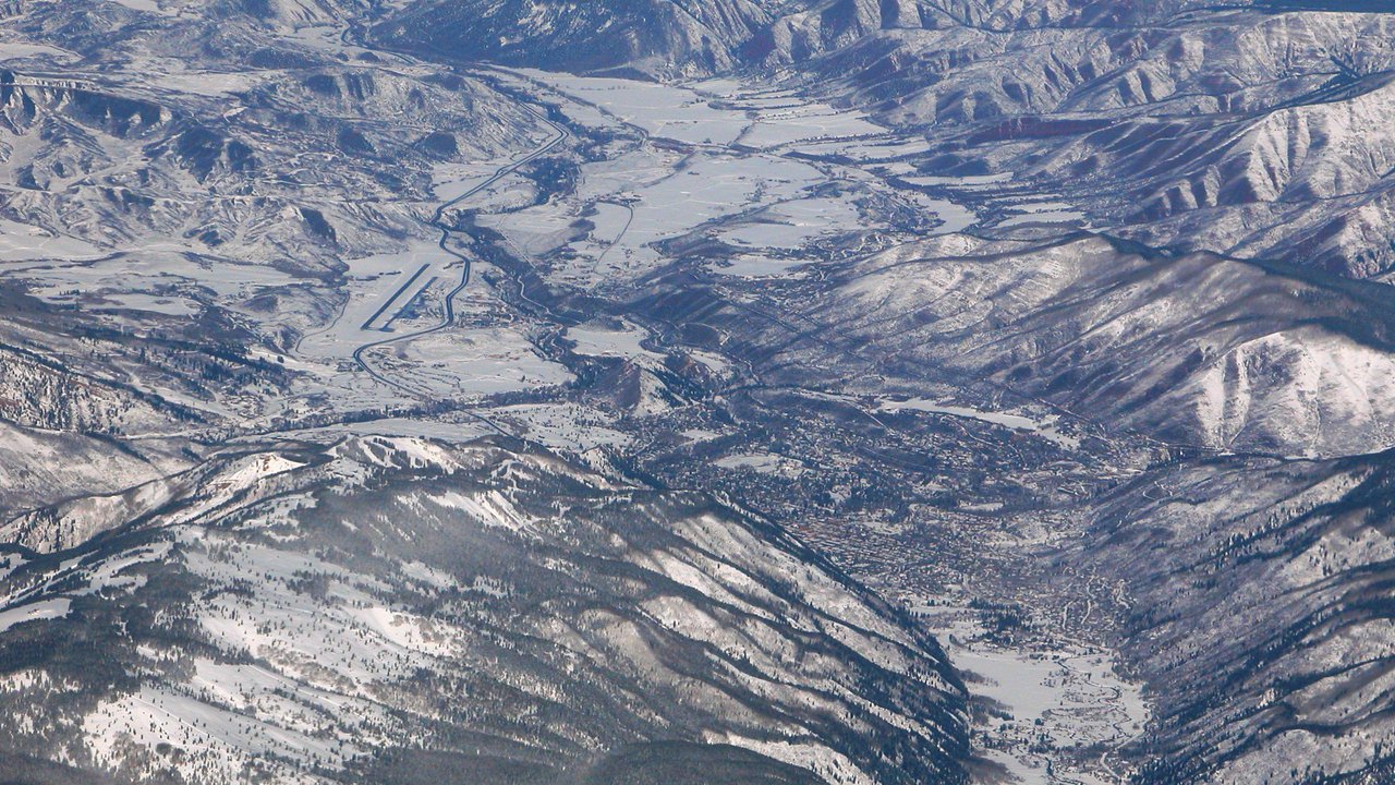 Aerial view of Aspen-Pitkin County Airport.
