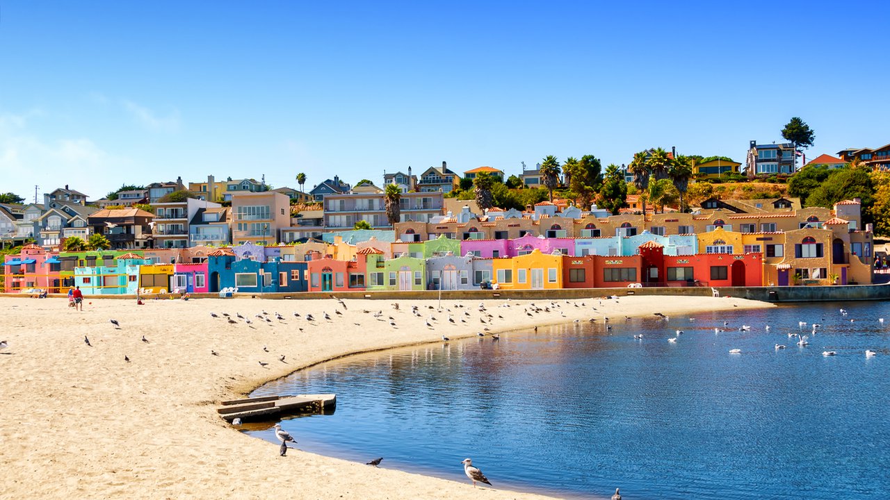 Colorful residential neighborhood, Santa Cruz, CA.